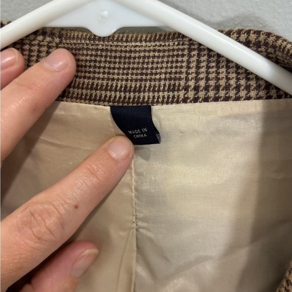 J Crew Brown Plaid Linen Cotton Blend Blazer Two Buttons Summer 44L - Picture 8 of 12